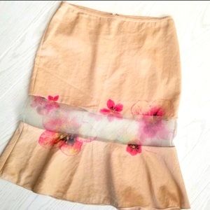 DKNY sexy skirt size 2 XS Donna Karen sheer above knee length cream beige 2P LN
